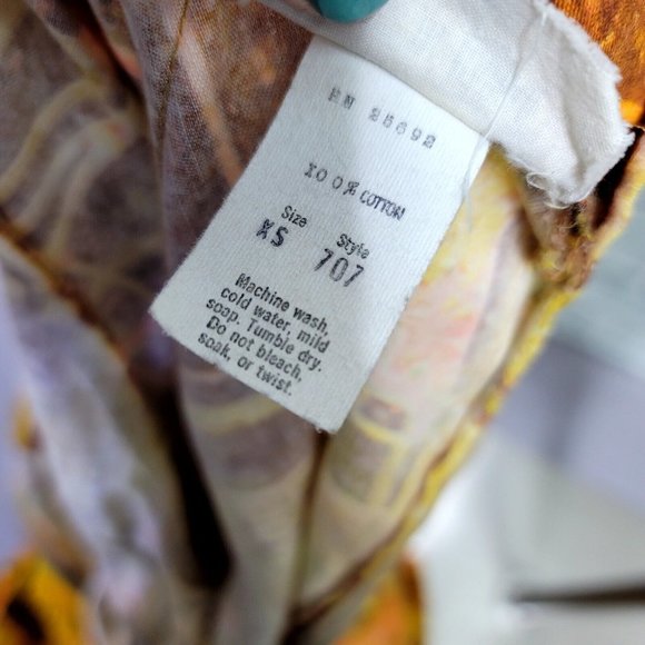 Vintage Made in Hawaii XS Hawaiian Wing Sleeve Abstract Geo Pattern Hostess Gown - Picture 12 of 12